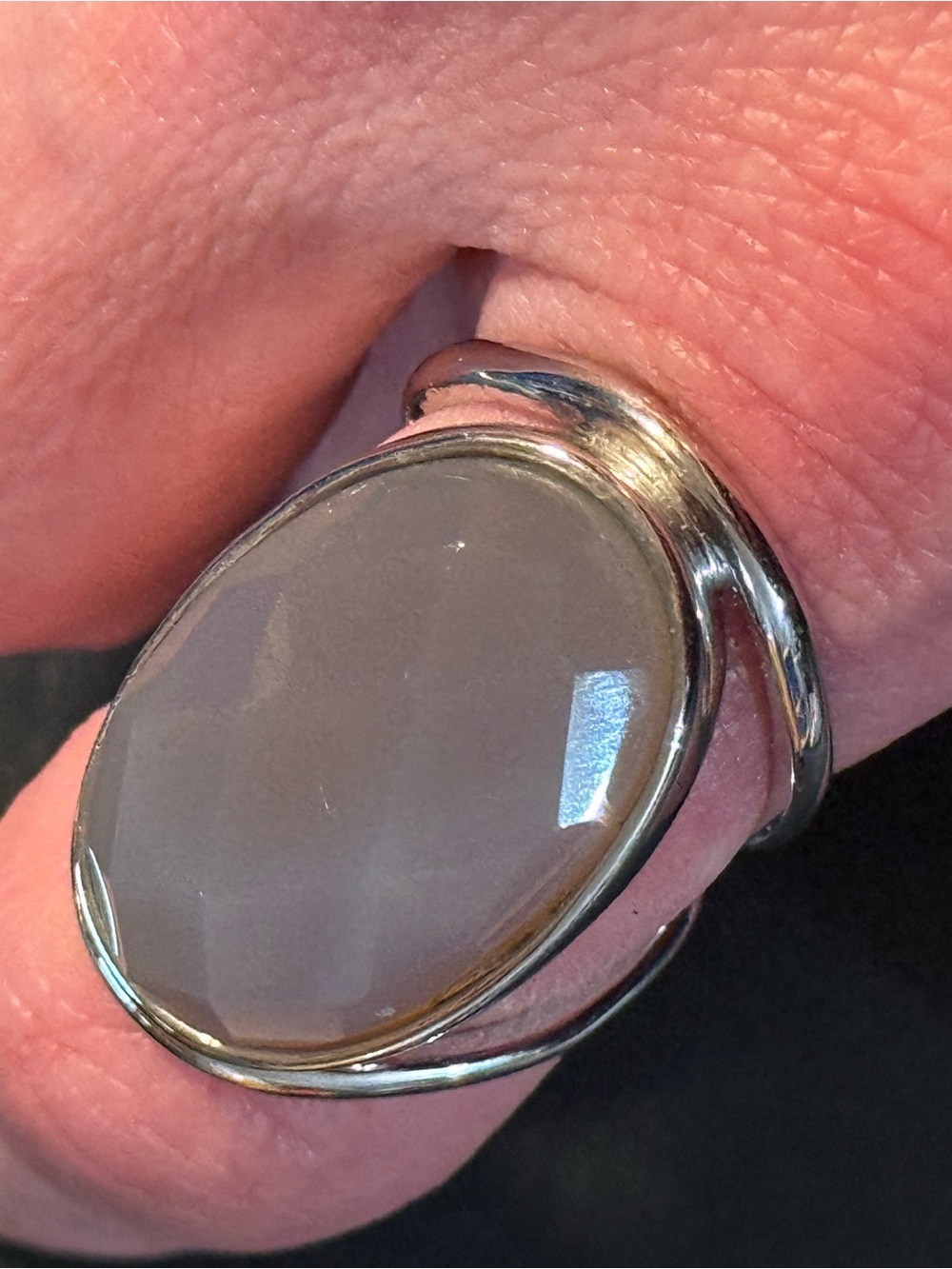 Lia Sophia Sterling Silver Gray Chalcedony Oval Ring - Women Jewelry